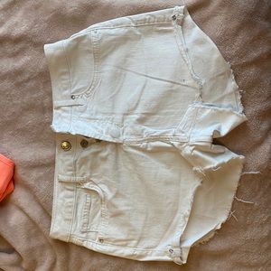 white high-waisted shorts